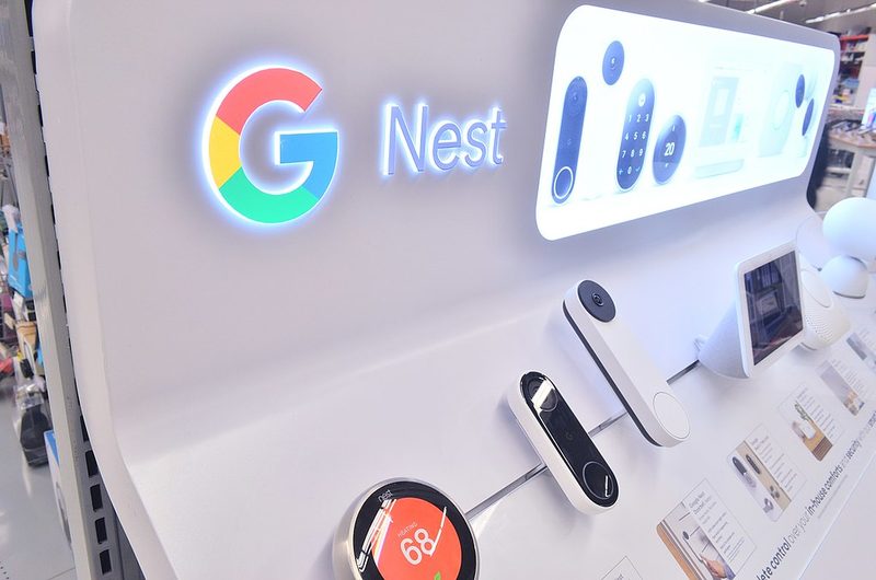 Google Nest smart home device on a retail display